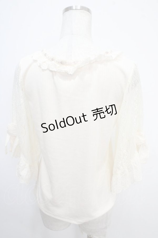 画像2: axes femme / レース×リボン袖プルオーバー M 生成り Y-25-05-10-018-AX-TO-SZ-ZY (2)