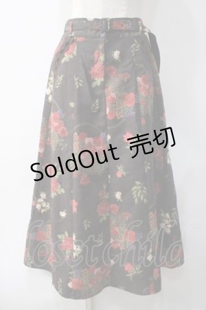 画像: axes femme / バスケットブーケ柄スカート  茶 Y-25-05-10-150-AX-SK-SZ-ZY