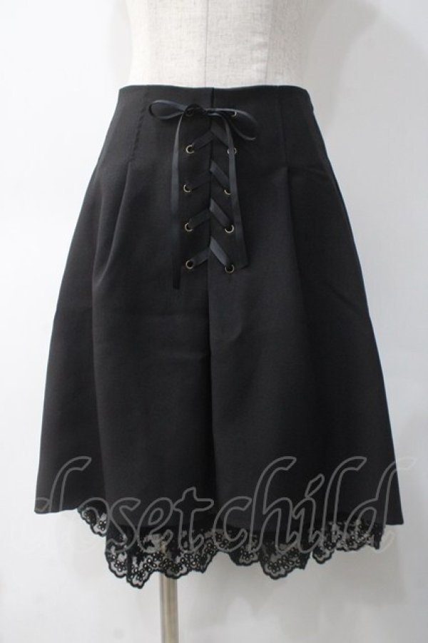 画像1: axes femme POETIQUE / レースアップデザインミニスカート M 黒 Y-25-05-10-156-AX-SK-SZ-ZY (1)