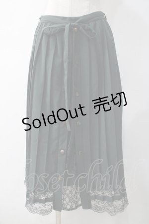 画像: axes femme / プリーツミドル丈スカート  グリーン Y-25-05-10-158-AX-SK-SZ-ZY