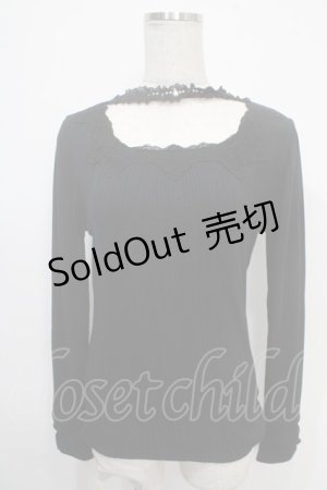 画像: axes femme / チョーカー風テレコカットソー M 黒 Y-25-05-10-021-AX-TO-SZ-ZI