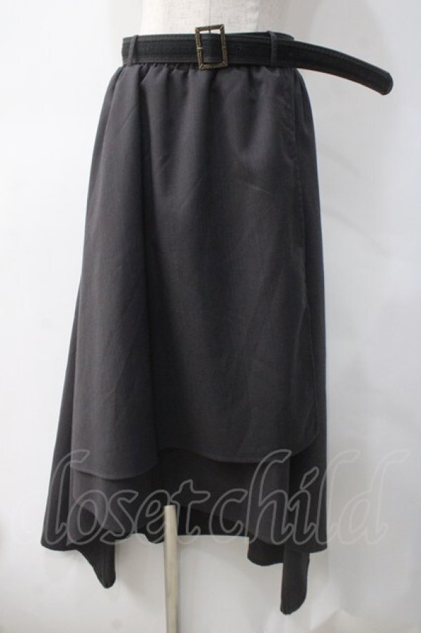 画像1: axes femme / ベルト付フィッシュテールスカート M チャコール Y-25-05-10-173-AX-SK-SZ-ZY (1)