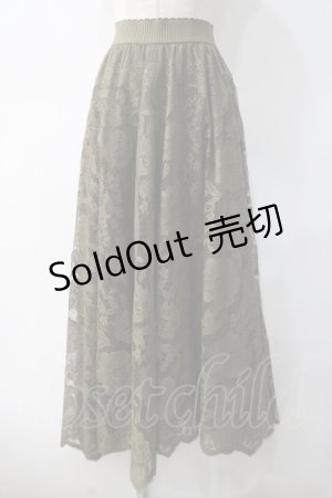 画像: axes femme / レースサーキュラースカート M カーキ Y-25-05-10-174-AX-SK-SZ-ZT495