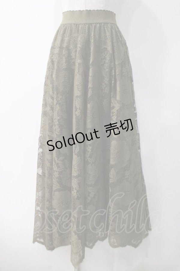 画像1: axes femme / レースサーキュラースカート M カーキ Y-25-05-10-174-AX-SK-SZ-ZT495 (1)