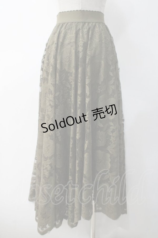 画像2: axes femme / レースサーキュラースカート M カーキ Y-25-05-10-174-AX-SK-SZ-ZT495 (2)