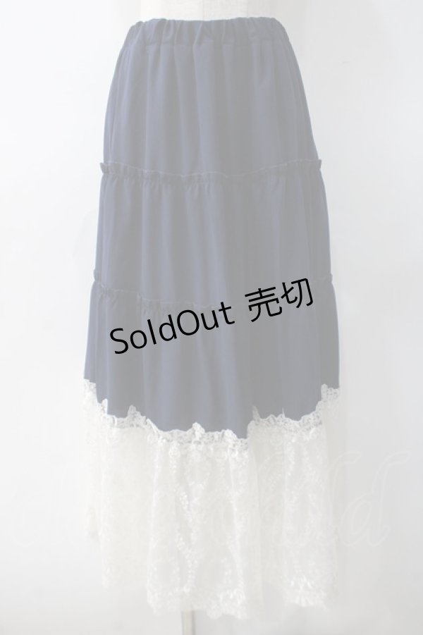 画像1: axes femme / 裾レースティアードスカート M 紺 Y-25-05-10-185-AX-SK-SZ-ZI (1)