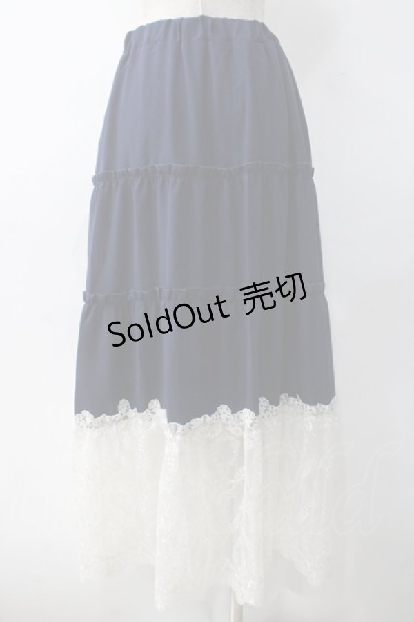 画像2: axes femme / 裾レースティアードスカート M 紺 Y-25-05-10-185-AX-SK-SZ-ZI (2)