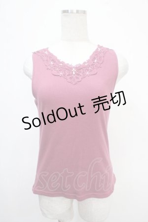 画像: axes femme / モチーフレースタンク M ピンク Y-25-05-10-003-AX-TO-SZ-ZI