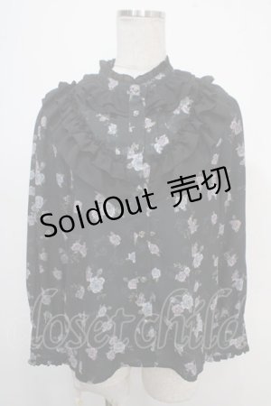 画像: axes femme / レトロオーナメントバラ柄ブラウス F 黒 Y-25-05-10-025-AX-BL-SZ-ZI