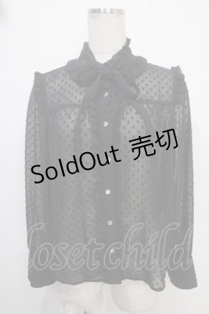 画像: axes femme / ドットドビーフリルブラウス M 黒 Y-25-05-10-026-AX-BL-SZ-ZY