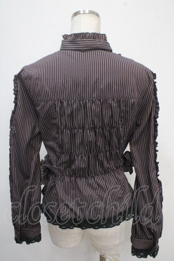 画像2: metamorphose / 共フリルスタンドカラーブラウス  ワイン Y-25-05-10-027-ME-BL-SZ-ZY (2)