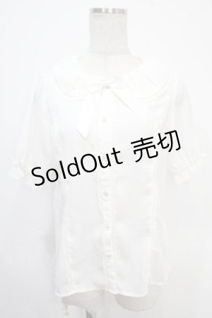 画像: axes femme kawaii / ギャザー丸襟半袖ブラウス M 白 Y-25-05-10-029-AX-BL-SZ-ZY