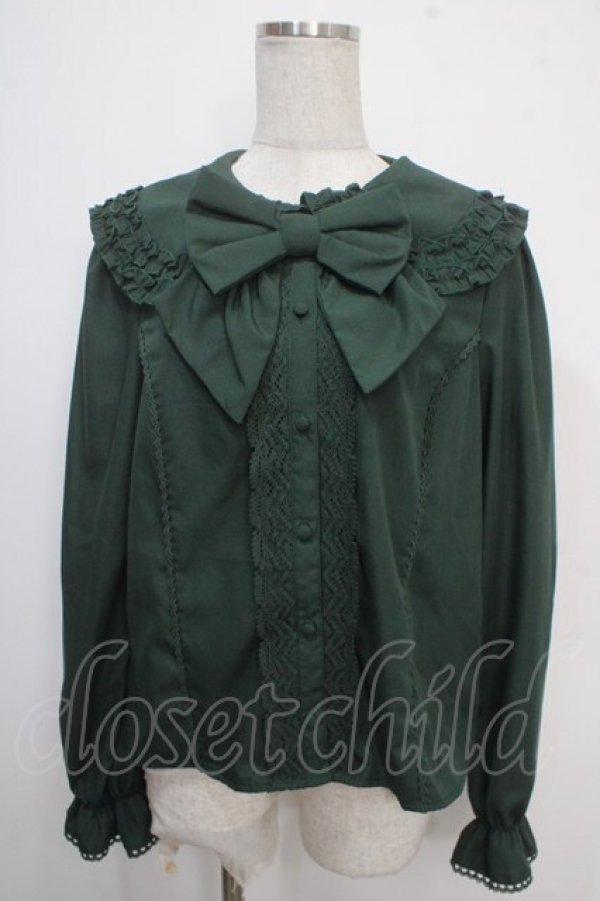 画像1: axes femme kawaii / フラット衿ブラウス M グリーン Y-25-05-10-031-AX-BL-SZ-ZY (1)