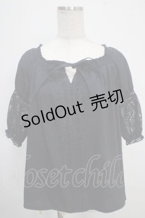 画像: axes femme / 袖レース2WAYブラウス M 紺 Y-25-05-10-043-AX-BL-SZ-ZI