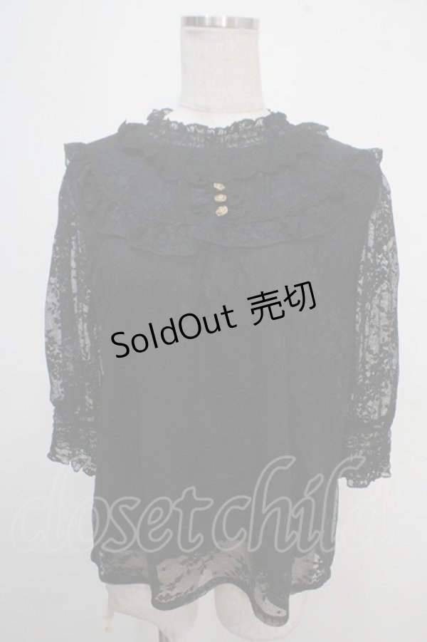 画像1: axes femme / アンティーク風レーストップス  黒 Y-25-05-10-044-AX-TO-SZ-ZY (1)