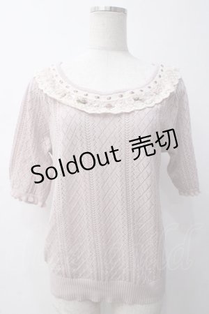 画像: axes femme / サテンローズ付サマーニット M ピンク Y-25-05-14-041-AX-TO-SZ-ZY