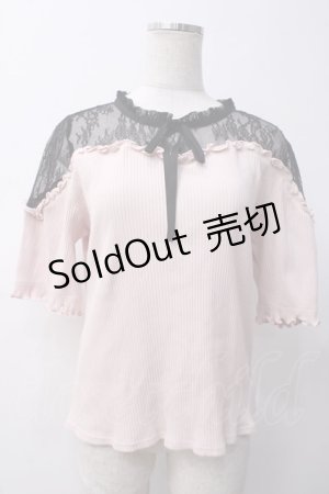 画像: DearMyLove / レース切替リブトップス 3L ピンク Y-25-05-14-042-EL-TO-SZ-ZY