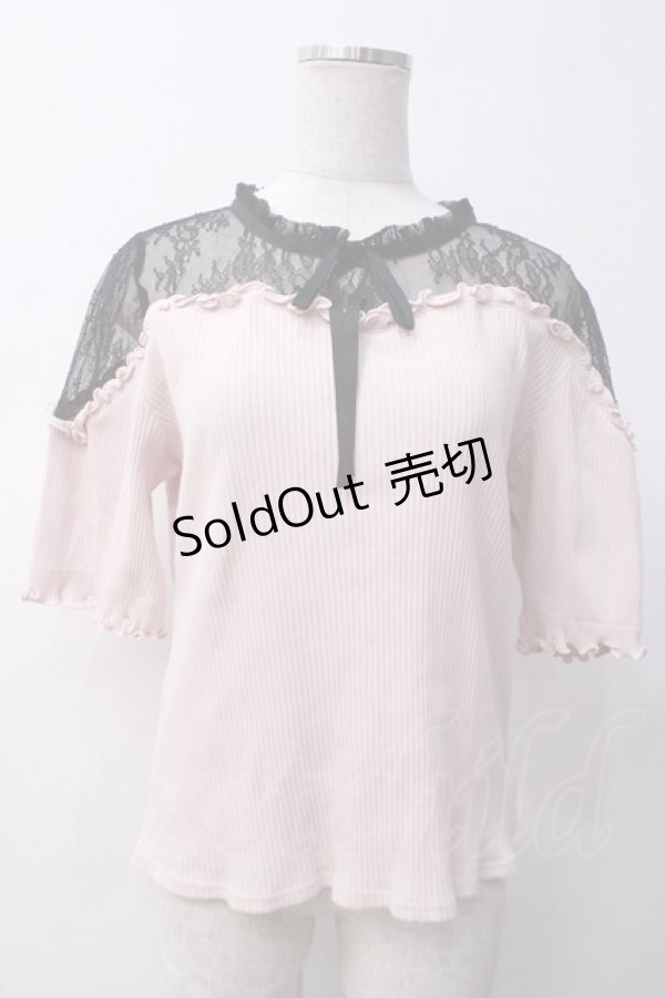 画像1: DearMyLove / レース切替リブトップス 3L ピンク Y-25-05-14-042-EL-TO-SZ-ZY (1)