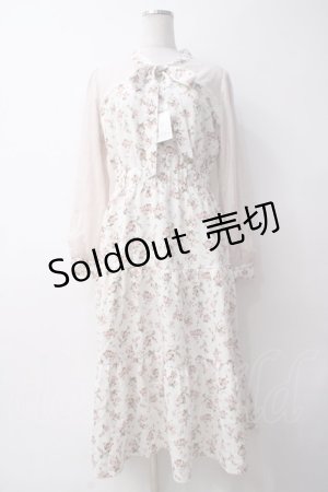 画像: axes femme POETIQUE / フラワーシフォンワンピース  オフｘピンク Y-25-05-14-081-AX-OP-AS-ZY