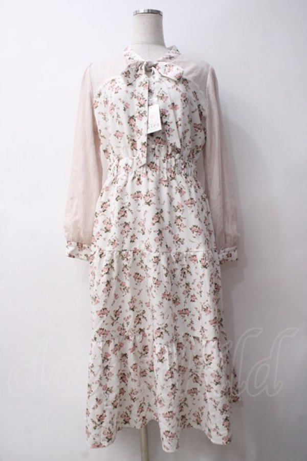 画像1: axes femme POETIQUE / フラワーシフォンワンピース  オフｘピンク Y-25-05-14-081-AX-OP-AS-ZY (1)