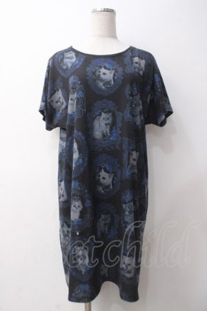 画像: Enchantlic Enchantilly / 猫の王女達の肖像画カットソーワンピース  黒 Y-25-05-14-091-LO-OP-SZ-ZY