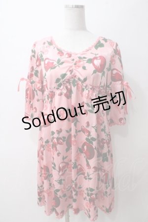 画像: MILK / Fruites a la modeサテンドレス  ピーチピンク×フルーツ Y-25-05-14-107-ML-OP-SZ-ZI