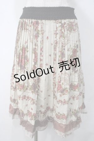 画像: axes femme / スカーフ柄プリーツスカート M ベージュ Y-25-05-14-126-AX-SK-SZ-ZI