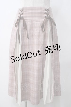 画像: axes femme POETIQUE / レースアッププリーツ切替スカート M ピンク Y-25-05-14-141-AX-SK-SZ-ZY