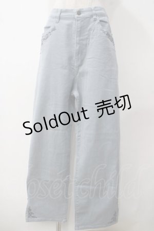 画像: axes femme / バラ刺繍カラーデニムパンツ L ウォッシュ Y-25-05-14-146-AX-PA-SZ-ZY
