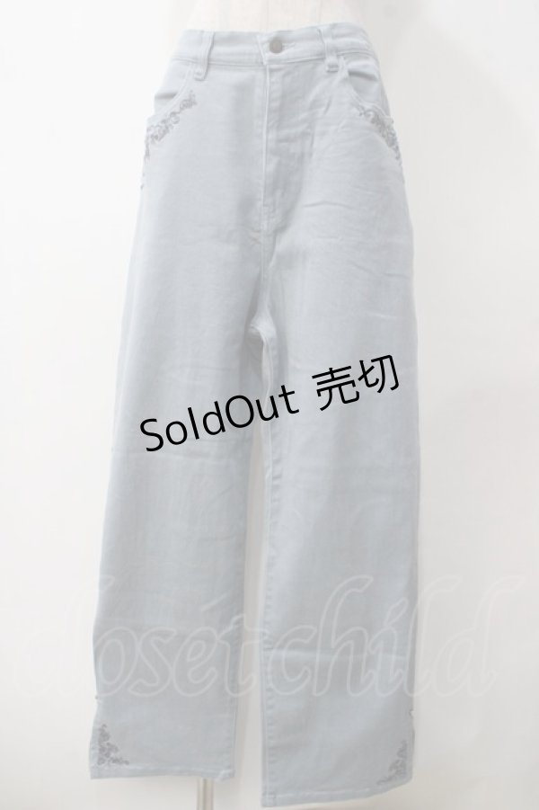 画像1: axes femme / バラ刺繍カラーデニムパンツ L ウォッシュ Y-25-05-14-146-AX-PA-SZ-ZY (1)