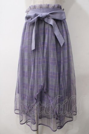 画像: axes femme POETIQUE / シアーチェック×レーススカート M ラベンダー Y-25-05-14-150-AX-SK-SZ-ZY