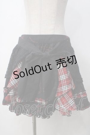 画像: h.Jelly HONEY / チェック切替プリントスカート  黒 Y-25-05-14-184-HN-SK-SZ-ZY