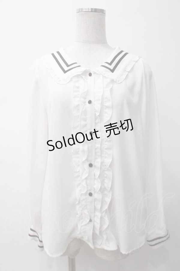 画像1: axes femme / クラシカルセーラーブラウス M 白 Y-25-05-14-027-AX-BL-SZ-ZY (1)