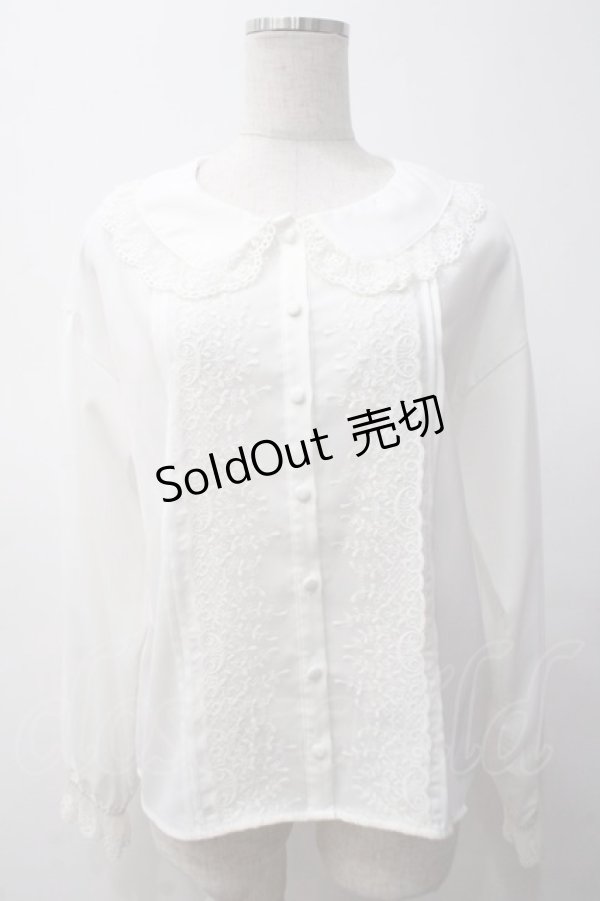 画像1: Secret Honey / 王冠刺繍レースブラウス 2 白 Y-25-05-14-031-CA-BL-SZ-ZY (1)