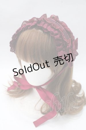 画像: ATELIER PIERROT / レースフリルヘッドドレス  ボルドー Y-25-05-16-058-EL-AC-SZ-ZY