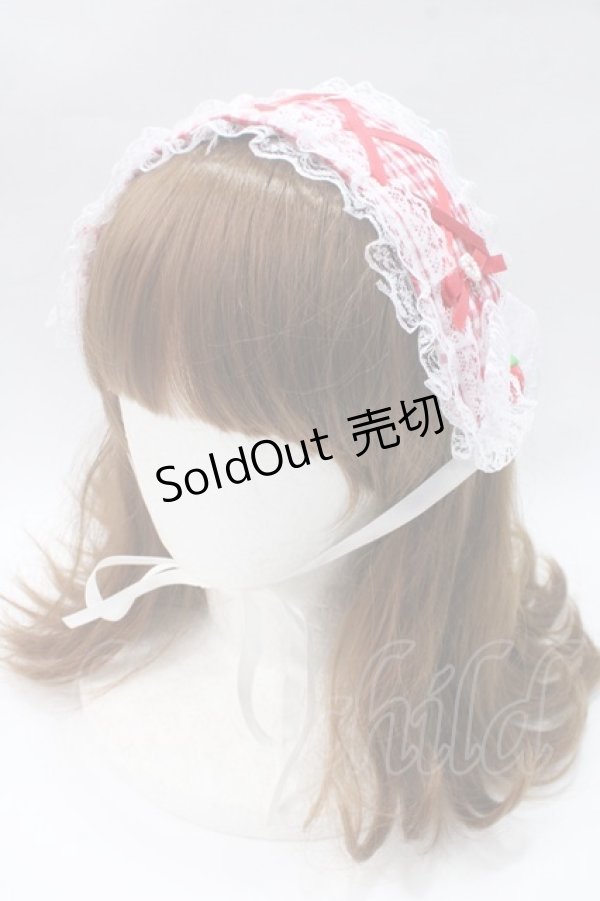 画像1: fancy doll / いちごギンガムチェックヘッドドレス  アカ Y-25-05-16-059-PU-AC-SZ-ZY (1)
