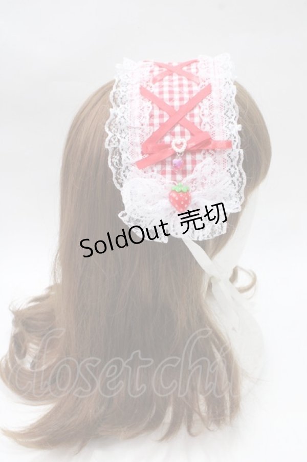 画像3: fancy doll / いちごギンガムチェックヘッドドレス  アカ Y-25-05-16-059-PU-AC-SZ-ZY (3)