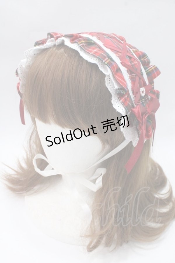 画像1: fancy doll / 赤チェックフリルヘッドドレス  赤 Y-25-05-16-060-PU-AC-SZ-ZY (1)