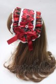 画像2: fancy doll / 赤チェックフリルヘッドドレス  赤 Y-25-05-16-060-PU-AC-SZ-ZY (2)