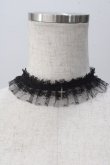 画像1: PUNK / クロスチャームレースチョーカー  黒 Y-25-05-16-008-PU-AC-SZ-ZY (1)