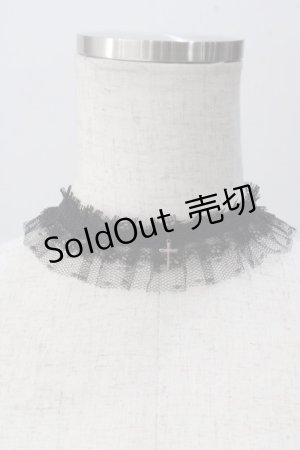画像: PUNK / クロスチャームレースチョーカー  黒 Y-25-05-16-008-PU-AC-SZ-ZY