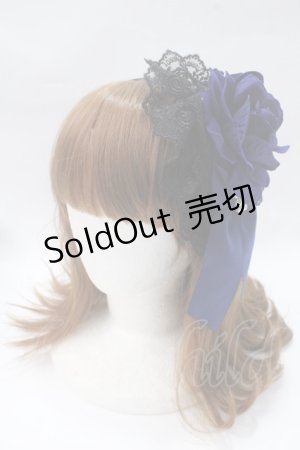 画像: ATELIER PIERROT / 薔薇レースカチューシャ  ネイビー Y-25-05-16-065-EL-AC-SZ-ZY