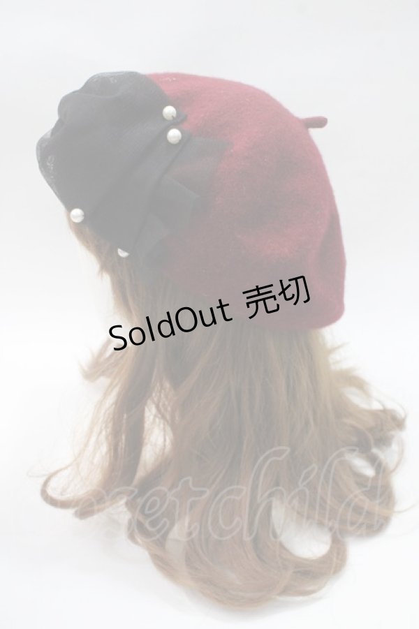 画像2: 【SALE】ATELIER PIERROT / おリボン薔薇ベレー帽  ボルドー Y-25-05-16-074-EL-AC-SZ-ZT-K011 (2)