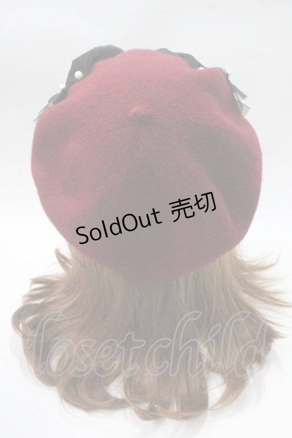 画像3: 【SALE】ATELIER PIERROT / おリボン薔薇ベレー帽  ボルドー Y-25-05-16-074-EL-AC-SZ-ZT-K011 (3)