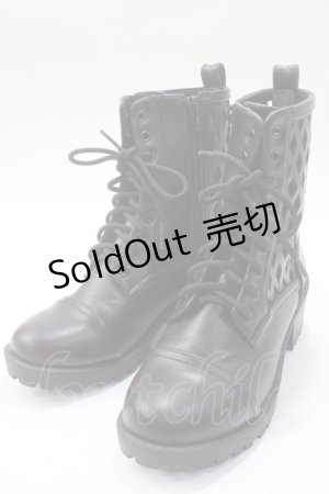 画像: あしながおじさん / メッシュレースアップブーツ S 黒 Y-25-05-16-090-PU-SH-SZ-ZY