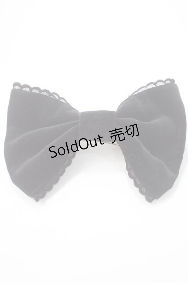 画像1: Angelic Pretty / Party Doll リボンバレッタ  黒 Y-25-05-16-035-AP-AC-SZ-ZY (1)