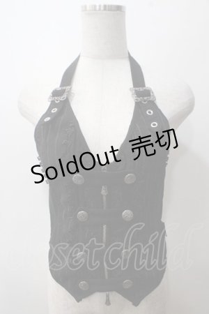 画像: Ozz oneste / ホルターネックベスト  黒 Y-25-05-19-065-OO-JA-SZ-ZY
