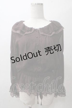 画像: axes femme / 楊柳ペプラムブラウス M 茶 Y-25-05-19-009-AX-BL-SZ-ZY
