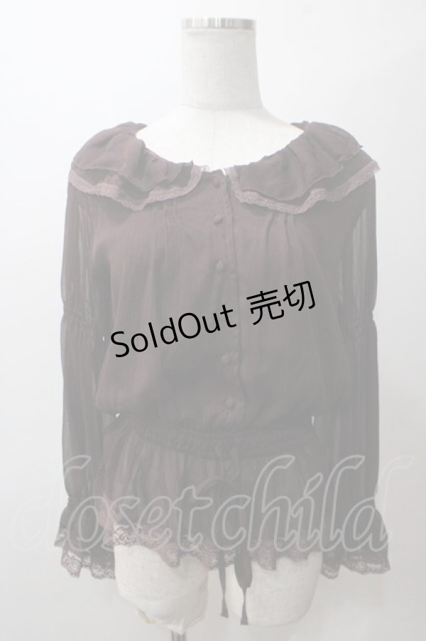 画像1: axes femme / 楊柳ペプラムブラウス M 茶 Y-25-05-19-009-AX-BL-SZ-ZY (1)