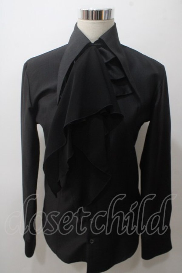 画像1: BPN FOR MEN / ジャボ付きブラウス M 黒 Y-25-05-19-083-GO-BL-SZ-ZY (1)